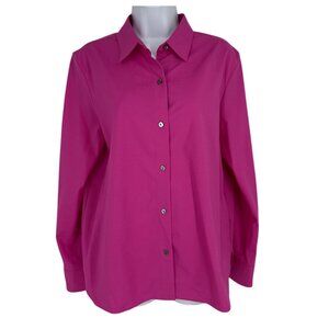 Theory Womens Pink Button-Down Long Sleeve Collared Blouse Top Size M